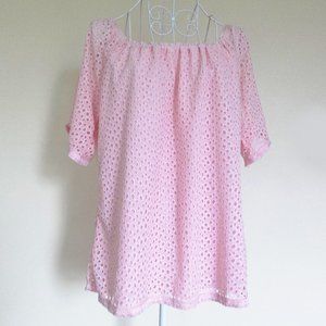 Lily Pulitzer Pink Eyelet Cold Shoulder Top Size Small